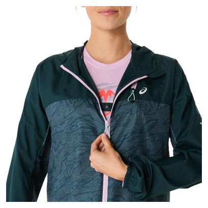 Veste coupe-vent Asics Fujitrail Packable Vert/Rose Femme