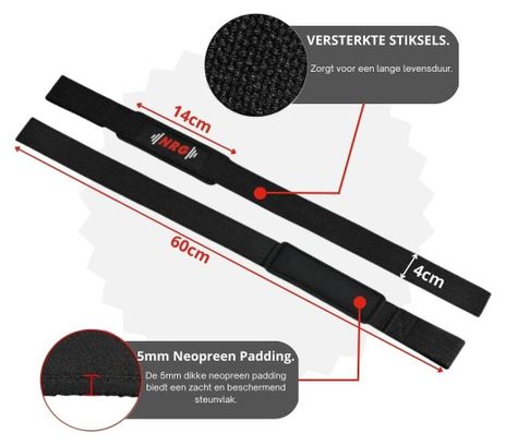 NRG fitness Sangles de levage - Sangles de soulevé de terre - Noir Deluxe