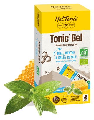 8 Meltonic Energy Gels Organic Honey Royal Jelly Mint 20g