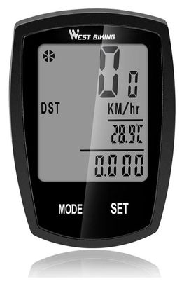 Compteur de Vélo Numérique LED Vitesse Chronomètre noir