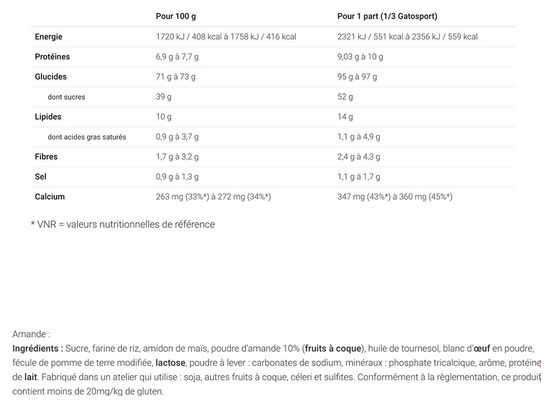 OVERSTIMS Sports Cake GATOSPORT SENZA GLUTINE Almond 400g