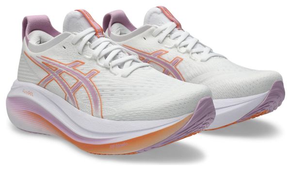 Chaussures Running Asics Gel-Nimbus 27 Blanc/Violet/Orange Femme