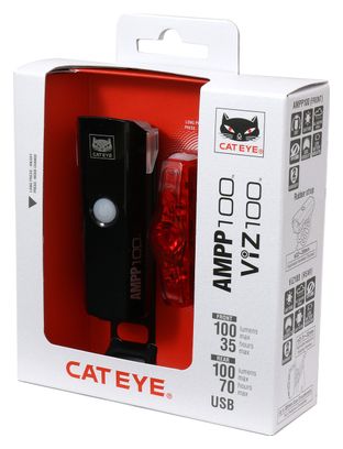 Paire d'Éclairages Cateye AMPP100 & ViZ100 Noir
