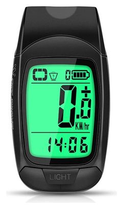 Ordinateur de Vélo 3en1 Phare Klaxon Compteur noir