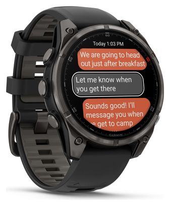 Montre GPS Garmin Fénix 8 Pro AMOLED - 47 mm Sapphire Titane Carbon Gray DLC avec Bracelet en Silicone Noir Gris