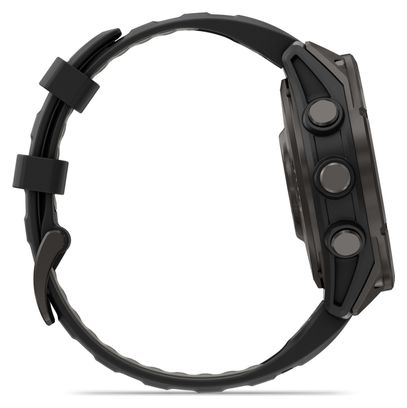 Montre GPS Garmin Fénix 8 Pro AMOLED - 47 mm Sapphire Titane Carbon Gray DLC avec Bracelet en Silicone Noir Gris