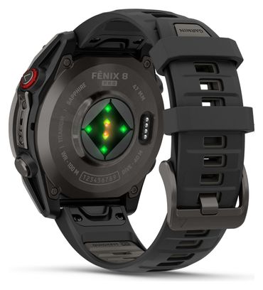 Montre GPS Garmin Fénix 8 Pro AMOLED - 47 mm Sapphire Titane Carbon Gray DLC avec Bracelet en Silicone Noir Gris