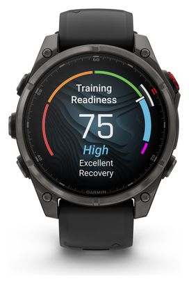 Montre GPS Garmin Fénix 8 Pro AMOLED - 47 mm Sapphire Titane Carbon Gray DLC avec Bracelet en Silicone Noir Gris