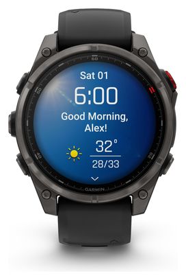 Montre GPS Garmin Fénix 8 Pro AMOLED - 47 mm Sapphire Titane Carbon Gray DLC avec Bracelet en Silicone Noir Gris