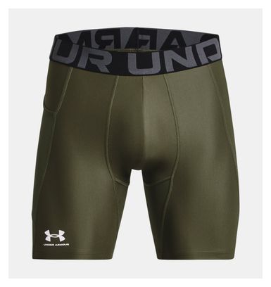 Pantalones cortos de compresión Under Armour HeatGear caqui para hombre