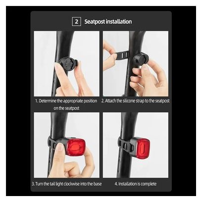 ROCKBROS Q2S Smart Feu arrière de vélo intelligent