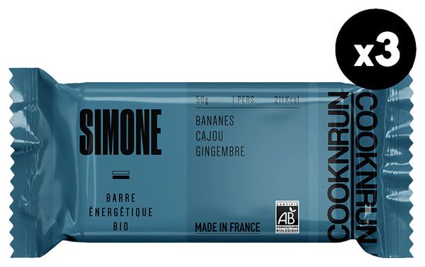 Barres énergétiques bio Simone | Bananes  Noix de Cajou et Gingembre x3