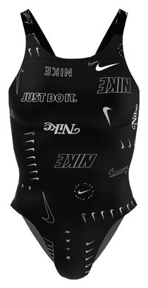 Speedo Fastback Damen Badeanzug Einteiler Schwarz