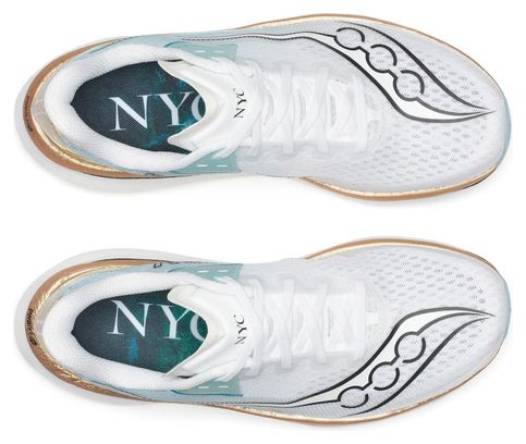 Saucony Endorphin Azura NYC Running Shoes for Men, White/Gold