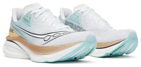 Saucony Endorphin Azura NYC Running Shoes for Men, White/Gold
