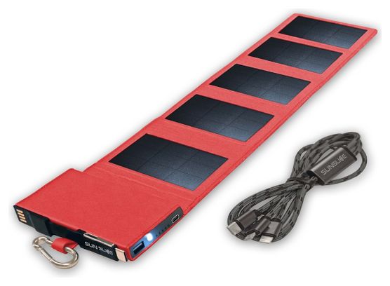 Chargeur Solaire Portable Sunslice Photon avec Batterie Externe Intégrée 4000 mAh Rouge