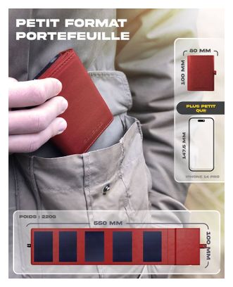 Chargeur Solaire Portable Sunslice Photon avec Batterie Externe Intégrée 4000 mAh Rouge