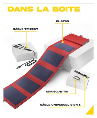 Chargeur Solaire Portable Sunslice Photon avec Batterie Externe Intégrée 4000 mAh Rouge