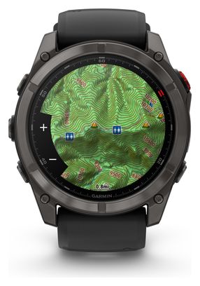 Montre GPS Garmin Fénix 8 Pro AMOLED - 51 mm Sapphire Titane Carbon Gray DLC avec Bracelet en Silicone Noir Gris
