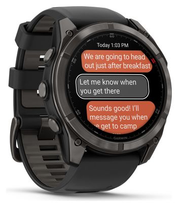 Montre GPS Garmin Fénix 8 Pro AMOLED - 51 mm Sapphire Titane Carbon Gray DLC avec Bracelet en Silicone Noir Gris