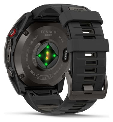 Montre GPS Garmin Fénix 8 Pro AMOLED - 51 mm Sapphire Titane Carbon Gray DLC avec Bracelet en Silicone Noir Gris
