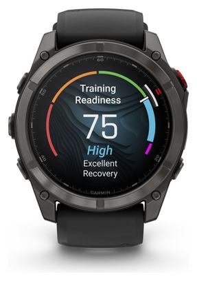 Montre GPS Garmin Fénix 8 Pro AMOLED - 51 mm Sapphire Titane Carbon Gray DLC avec Bracelet en Silicone Noir Gris