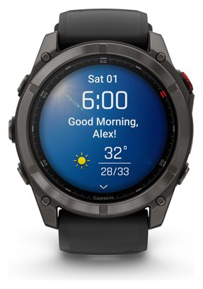 Montre GPS Garmin Fénix 8 Pro AMOLED - 51 mm Sapphire Titane Carbon Gray DLC avec Bracelet en Silicone Noir Gris