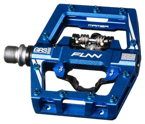Coppia di pedali Funn Mamba S Single Side SPD Blue semiautomatici con gabbia