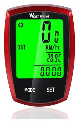 Compteur de Vélo Numérique LED Vitesse Chronomètre rouge