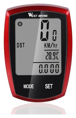Compteur de Vélo Numérique LED Vitesse Chronomètre rouge