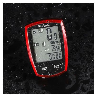 Compteur de Vélo Numérique LED Vitesse Chronomètre rouge
