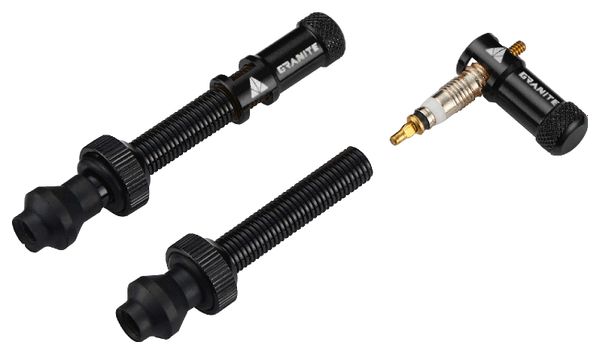 Granite Design Juicy Nipple Tubeless Valves 45 mm with Valve Key Caps Black