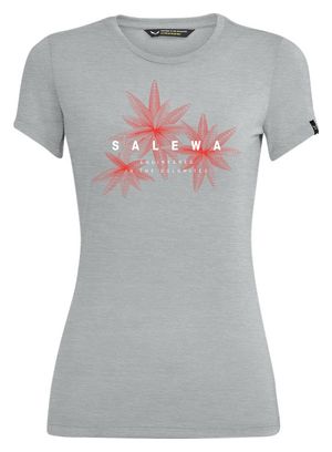 Salewa Lines Graphic Dry T-Shirt Lichtgrijs Dames