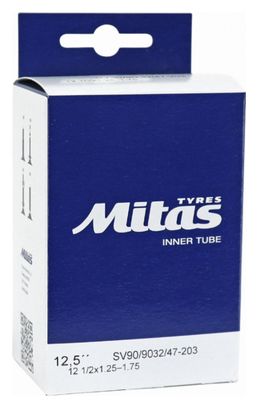 CHAMBRE A AIR VELO 12 1-2 x 1.75 RUBENA-MITAS VALVE STANDARD COUDEE 90° (32-47x203)