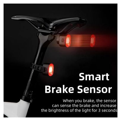 ROCKBROS Q4 Feu arrière de vélo intelligent à détection de freinage