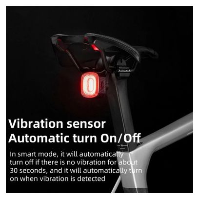 ROCKBROS Q4 Feu arrière de vélo intelligent à détection de freinage