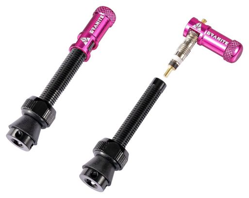 Granite Design Juicy Nipple Tubeless Valves 45 mm with Valve Key Caps Pink