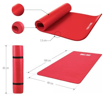 Tapis en mousse petit - 190x60x1 5cm (Yoga - Pilates - sport à domicile) - Couleur : ROUGE