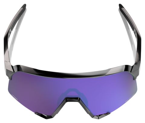 100% S3 Polished Black HiPER Polarized Sunglasses with Lavender Mirror Lens