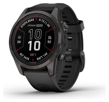 Montre de Sport Garmin Fenix 7S Pro Sapphire Solar Titane Noir Carbon Gris