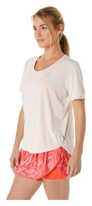 Asics Road V-Neck Kurzarm Trikot Beige Damen