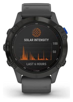 Garmin Fenix 6 - Pro Solar Edition GPS-Uhr Schwarz mit schiefergrauem Band