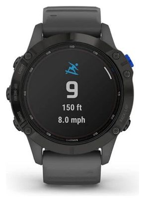 Garmin Fenix 6 - Pro Solar Edition GPS-Uhr Schwarz mit schiefergrauem Band