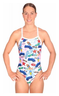 Bañador de playa Mako Aumakua Venice para mujer Blanco / Multicolor