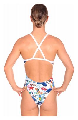 Damen Mako Aumakua Venice beach Badeanzug Weiß / Mehrfarbig