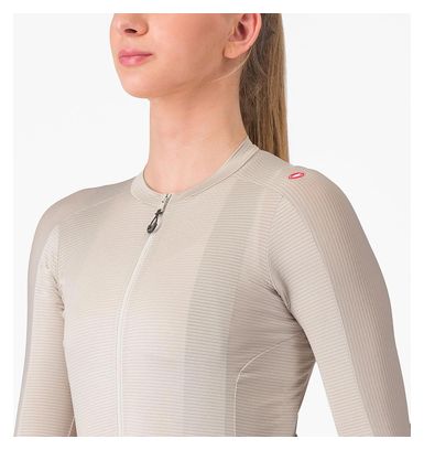 Camiseta de manga larga para mujer en color espresso, beige y gris