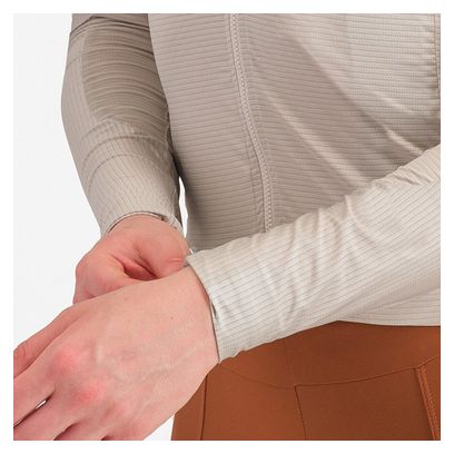 Camiseta de manga larga para mujer en color espresso, beige y gris