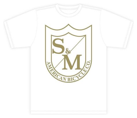 S and M Big Shield White / Khaki T-shirt