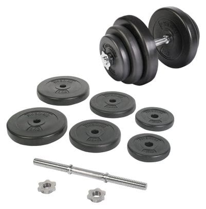 Set haltères courts 20 kg avec disques musculation fitness biceps