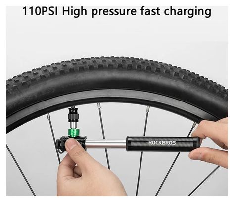 Pompe à vélo portable ROCKBROS haute pression 110 PSI avec buse